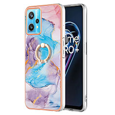 Coque Silicone Motif Fantaisie Souple Couleur Unie Etui Housse avec Support Bague Anneau Y03B pour Realme 9 4G Bleu