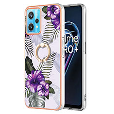 Coque Silicone Motif Fantaisie Souple Couleur Unie Etui Housse avec Support Bague Anneau Y03B pour Realme 9 4G Violet