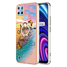 Coque Silicone Motif Fantaisie Souple Couleur Unie Etui Housse avec Support Bague Anneau Y03B pour Realme C21Y Mixte