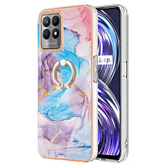 Coque Silicone Motif Fantaisie Souple Couleur Unie Etui Housse avec Support Bague Anneau Y03B pour Realme Narzo 50 4G Bleu