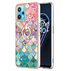 Coque Silicone Motif Fantaisie Souple Couleur Unie Etui Housse avec Support Bague Anneau Y03B pour Realme Q5 5G Colorful