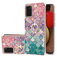 Coque Silicone Motif Fantaisie Souple Couleur Unie Etui Housse avec Support Bague Anneau Y03B pour Samsung Galaxy A02s Colorful