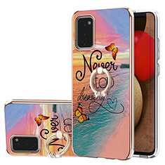 Coque Silicone Motif Fantaisie Souple Couleur Unie Etui Housse avec Support Bague Anneau Y03B pour Samsung Galaxy A02s Mixte