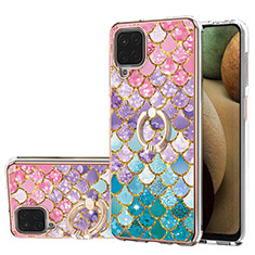 Coque Silicone Motif Fantaisie Souple Couleur Unie Etui Housse avec Support Bague Anneau Y03B pour Samsung Galaxy A12 Colorful