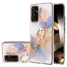 Coque Silicone Motif Fantaisie Souple Couleur Unie Etui Housse avec Support Bague Anneau Y03B pour Samsung Galaxy A15 4G Violet Clair