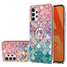 Coque Silicone Motif Fantaisie Souple Couleur Unie Etui Housse avec Support Bague Anneau Y03B pour Samsung Galaxy A23 4G Colorful