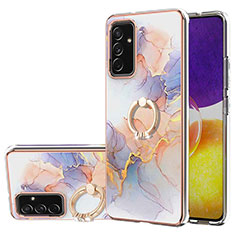 Coque Silicone Motif Fantaisie Souple Couleur Unie Etui Housse avec Support Bague Anneau Y03B pour Samsung Galaxy A25 5G Violet Clair