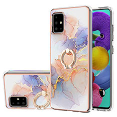 Coque Silicone Motif Fantaisie Souple Couleur Unie Etui Housse avec Support Bague Anneau Y03B pour Samsung Galaxy A51 4G Violet Clair