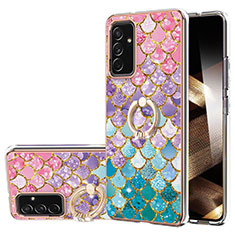 Coque Silicone Motif Fantaisie Souple Couleur Unie Etui Housse avec Support Bague Anneau Y03B pour Samsung Galaxy A55 5G Colorful