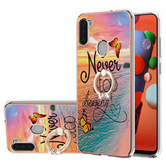 Coque Silicone Motif Fantaisie Souple Couleur Unie Etui Housse avec Support Bague Anneau Y03B pour Samsung Galaxy M11 Mixte