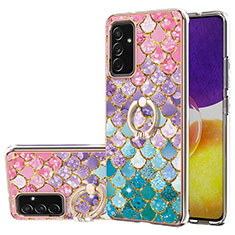 Coque Silicone Motif Fantaisie Souple Couleur Unie Etui Housse avec Support Bague Anneau Y03B pour Samsung Galaxy M54 5G Colorful