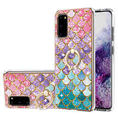 Coque Silicone Motif Fantaisie Souple Couleur Unie Etui Housse avec Support Bague Anneau Y03B pour Samsung Galaxy S20 Colorful