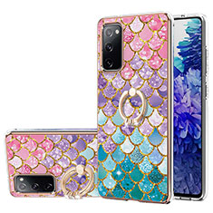 Coque Silicone Motif Fantaisie Souple Couleur Unie Etui Housse avec Support Bague Anneau Y03B pour Samsung Galaxy S20 FE 4G Colorful