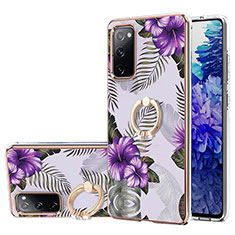 Coque Silicone Motif Fantaisie Souple Couleur Unie Etui Housse avec Support Bague Anneau Y03B pour Samsung Galaxy S20 Lite 5G Violet