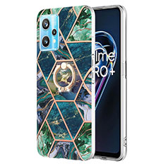 Coque Silicone Motif Fantaisie Souple Couleur Unie Etui Housse avec Support Bague Anneau Y04B pour Realme 9 4G Vert Nuit