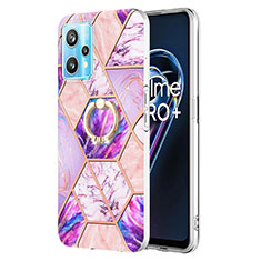 Coque Silicone Motif Fantaisie Souple Couleur Unie Etui Housse avec Support Bague Anneau Y04B pour Realme 9 4G Violet Clair