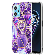 Coque Silicone Motif Fantaisie Souple Couleur Unie Etui Housse avec Support Bague Anneau Y04B pour Realme 9 5G Violet