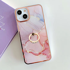 Coque Silicone Motif Fantaisie Souple Couleur Unie Etui Housse avec Support Bague Anneau Y05B pour Apple iPhone 15 Rose