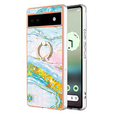 Coque Silicone Motif Fantaisie Souple Couleur Unie Etui Housse avec Support Bague Anneau Y05B pour Google Pixel 6a 5G Colorful