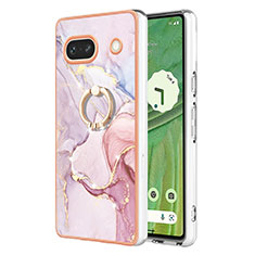 Coque Silicone Motif Fantaisie Souple Couleur Unie Etui Housse avec Support Bague Anneau Y05B pour Google Pixel 7a 5G Rose