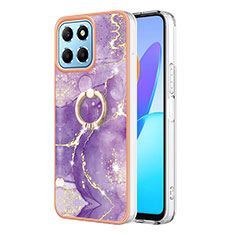 Coque Silicone Motif Fantaisie Souple Couleur Unie Etui Housse avec Support Bague Anneau Y05B pour Huawei Honor 70 Lite 5G Violet