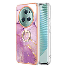 Coque Silicone Motif Fantaisie Souple Couleur Unie Etui Housse avec Support Bague Anneau Y05B pour Huawei Honor Magic5 Pro 5G Violet Clair