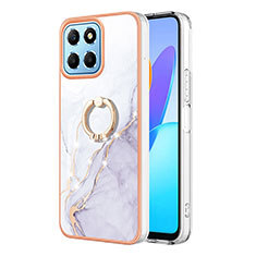 Coque Silicone Motif Fantaisie Souple Couleur Unie Etui Housse avec Support Bague Anneau Y05B pour Huawei Honor X6 5G Blanc