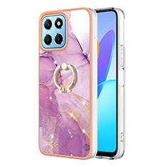 Coque Silicone Motif Fantaisie Souple Couleur Unie Etui Housse avec Support Bague Anneau Y05B pour Huawei Honor X6 Violet Clair