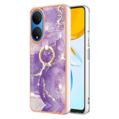 Coque Silicone Motif Fantaisie Souple Couleur Unie Etui Housse avec Support Bague Anneau Y05B pour Huawei Honor X7 Violet