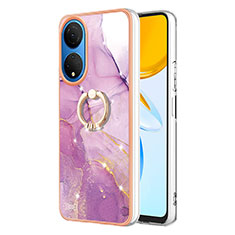 Coque Silicone Motif Fantaisie Souple Couleur Unie Etui Housse avec Support Bague Anneau Y05B pour Huawei Honor X7 Violet Clair