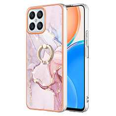 Coque Silicone Motif Fantaisie Souple Couleur Unie Etui Housse avec Support Bague Anneau Y05B pour Huawei Honor X8 4G Rose