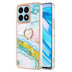 Coque Silicone Motif Fantaisie Souple Couleur Unie Etui Housse avec Support Bague Anneau Y05B pour Huawei Honor X8a 4G Colorful