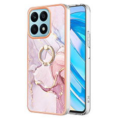 Coque Silicone Motif Fantaisie Souple Couleur Unie Etui Housse avec Support Bague Anneau Y05B pour Huawei Honor X8a 4G Rose