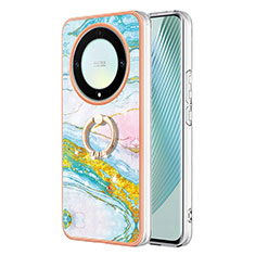 Coque Silicone Motif Fantaisie Souple Couleur Unie Etui Housse avec Support Bague Anneau Y05B pour Huawei Honor X9a 5G Colorful