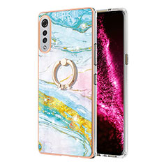 Coque Silicone Motif Fantaisie Souple Couleur Unie Etui Housse avec Support Bague Anneau Y05B pour LG Velvet 5G Colorful