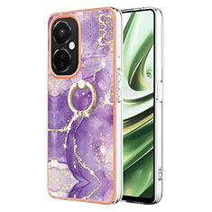 Coque Silicone Motif Fantaisie Souple Couleur Unie Etui Housse avec Support Bague Anneau Y05B pour OnePlus Nord CE 3 Lite 5G Violet