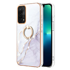 Coque Silicone Motif Fantaisie Souple Couleur Unie Etui Housse avec Support Bague Anneau Y05B pour OnePlus Nord N200 5G Blanc