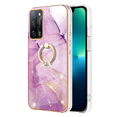 Coque Silicone Motif Fantaisie Souple Couleur Unie Etui Housse avec Support Bague Anneau Y05B pour Oppo A55 5G Violet Clair