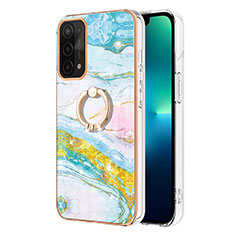 Coque Silicone Motif Fantaisie Souple Couleur Unie Etui Housse avec Support Bague Anneau Y05B pour Oppo A74 5G Colorful