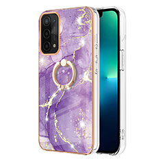 Coque Silicone Motif Fantaisie Souple Couleur Unie Etui Housse avec Support Bague Anneau Y05B pour Oppo A74 5G Violet