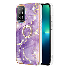 Coque Silicone Motif Fantaisie Souple Couleur Unie Etui Housse avec Support Bague Anneau Y05B pour Oppo A94 5G Violet