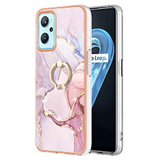 Coque Silicone Motif Fantaisie Souple Couleur Unie Etui Housse avec Support Bague Anneau Y05B pour Oppo A96 4G Rose