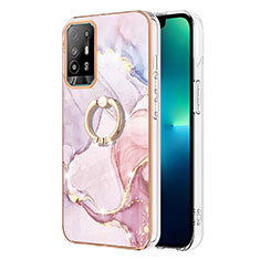 Coque Silicone Motif Fantaisie Souple Couleur Unie Etui Housse avec Support Bague Anneau Y05B pour Oppo F19 Pro+ Plus 5G Rose