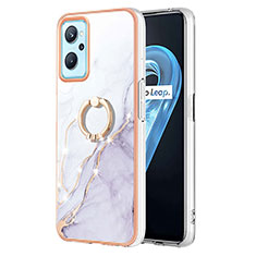 Coque Silicone Motif Fantaisie Souple Couleur Unie Etui Housse avec Support Bague Anneau Y05B pour Oppo K10 4G Blanc