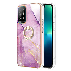 Coque Silicone Motif Fantaisie Souple Couleur Unie Etui Housse avec Support Bague Anneau Y05B pour Oppo Reno5 Z 5G Violet Clair