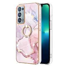 Coque Silicone Motif Fantaisie Souple Couleur Unie Etui Housse avec Support Bague Anneau Y05B pour Oppo Reno6 Pro 5G Rose