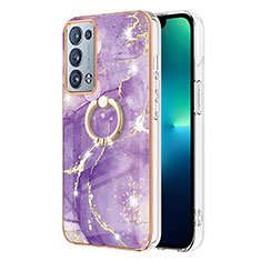 Coque Silicone Motif Fantaisie Souple Couleur Unie Etui Housse avec Support Bague Anneau Y05B pour Oppo Reno6 Pro+ Plus 5G Violet