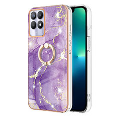 Coque Silicone Motif Fantaisie Souple Couleur Unie Etui Housse avec Support Bague Anneau Y05B pour Realme 8i Violet