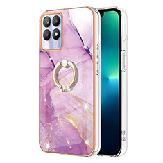 Coque Silicone Motif Fantaisie Souple Couleur Unie Etui Housse avec Support Bague Anneau Y05B pour Realme 8i Violet Clair