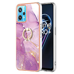 Coque Silicone Motif Fantaisie Souple Couleur Unie Etui Housse avec Support Bague Anneau Y05B pour Realme 9 4G Violet Clair